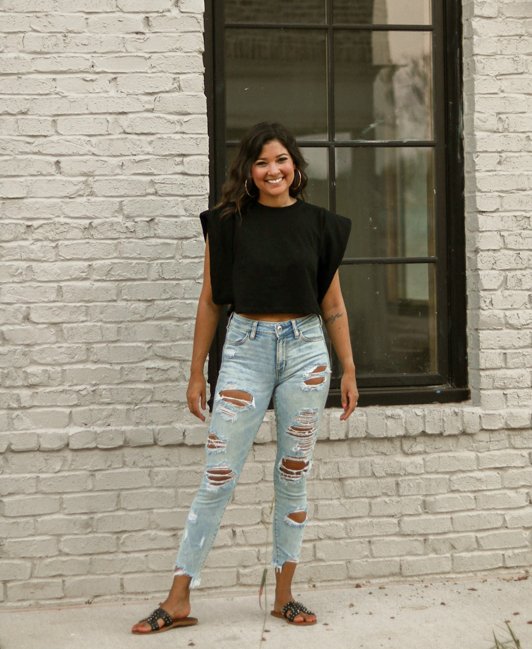 Drop Shoulder Crop Top